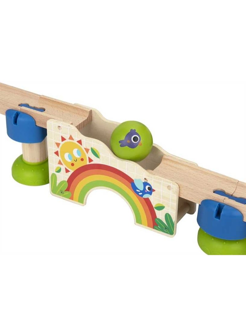 Tooky Toys Wooden Montessori Ball Drop Track Set - Multicolor - 44 Pcs - Image 2